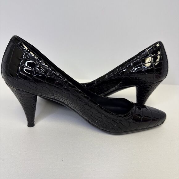 PRADA Cocco Lux Print Black Croco Embossed Leather Pumps EU 35.5 US 5.5 - Picture 8 of 16